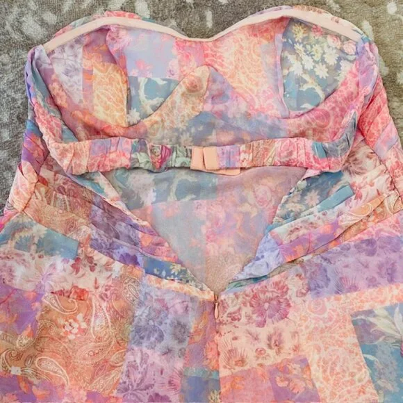 For Love & Lemons Teagan Mini Dress Chiffon Strapless Coquette NWT 2X Plus Size - Picture 6 of 9